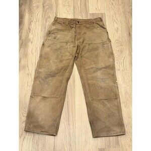 Carhartt B136 BRN 36x30 (Tagged 38x32) Double Knee Carpenter Pants Distressed